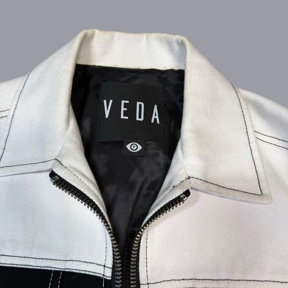 Veda Golde Denim Jacket White/Black Small - Picture 3 of 7